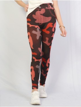 High Waist Camo Stretchy Denim Legging (Non-Fleeced)